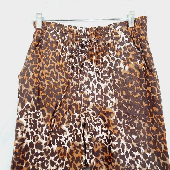 New Veronica Beard Oksana Linen Leopard Pant in Brown Multi P3613 - Picture 4 of 9